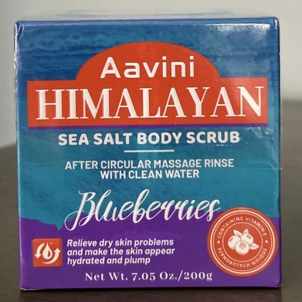 Aavini Himalayan Pink Salt Blueberry Body Scrub Exfoliating Hydrating 7oz